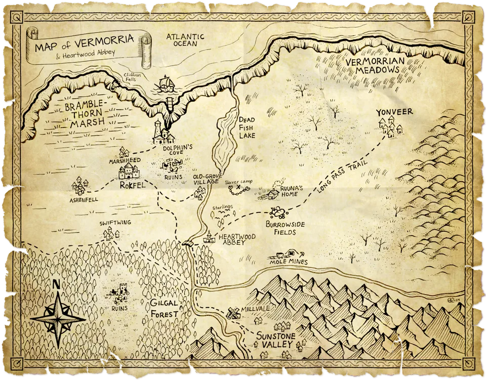 Illustrated map of Vermorria in northern Fallen Peak